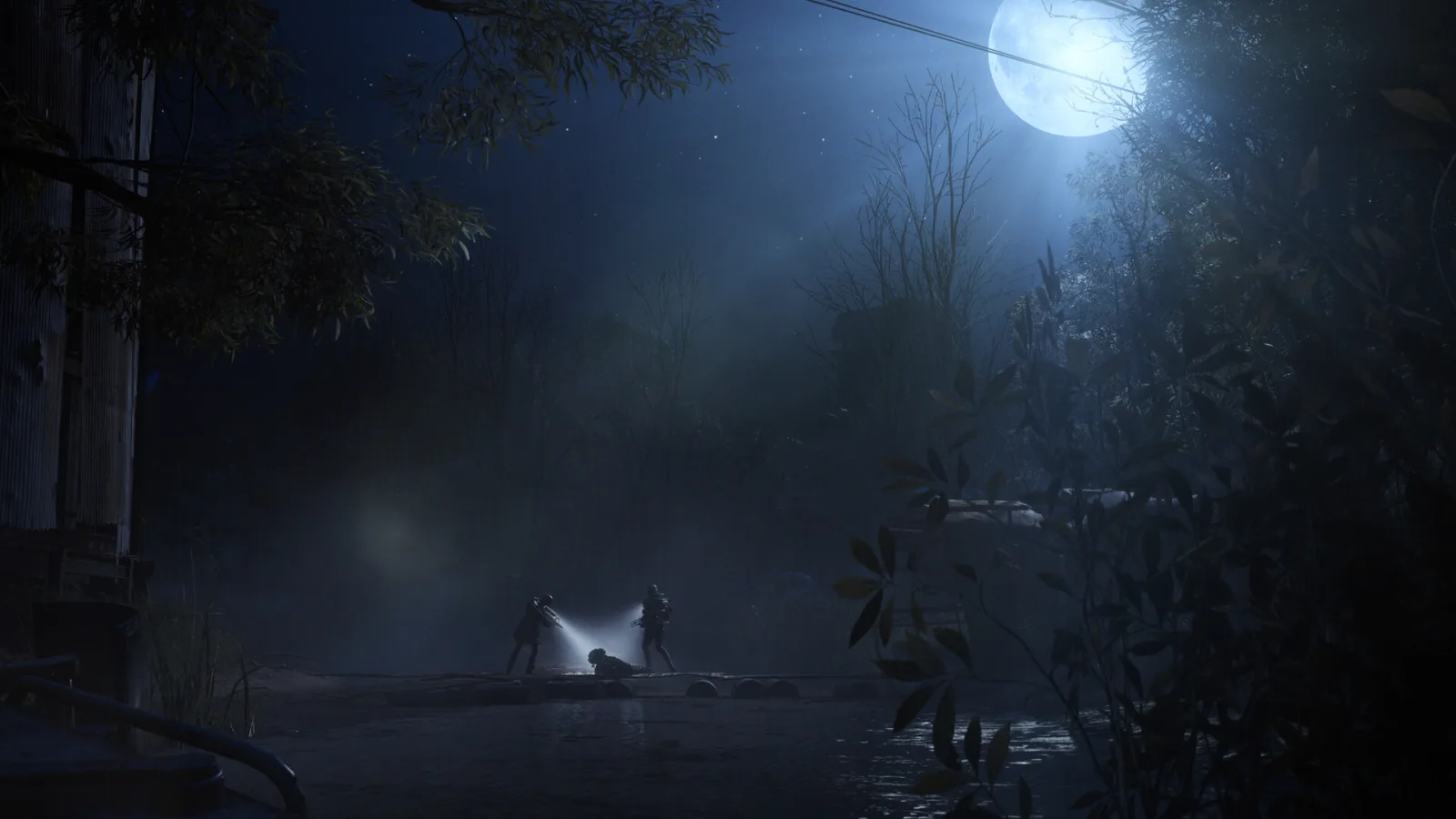ARC Raiders, sortie nocturne sous la lune dans une zone brumeuse