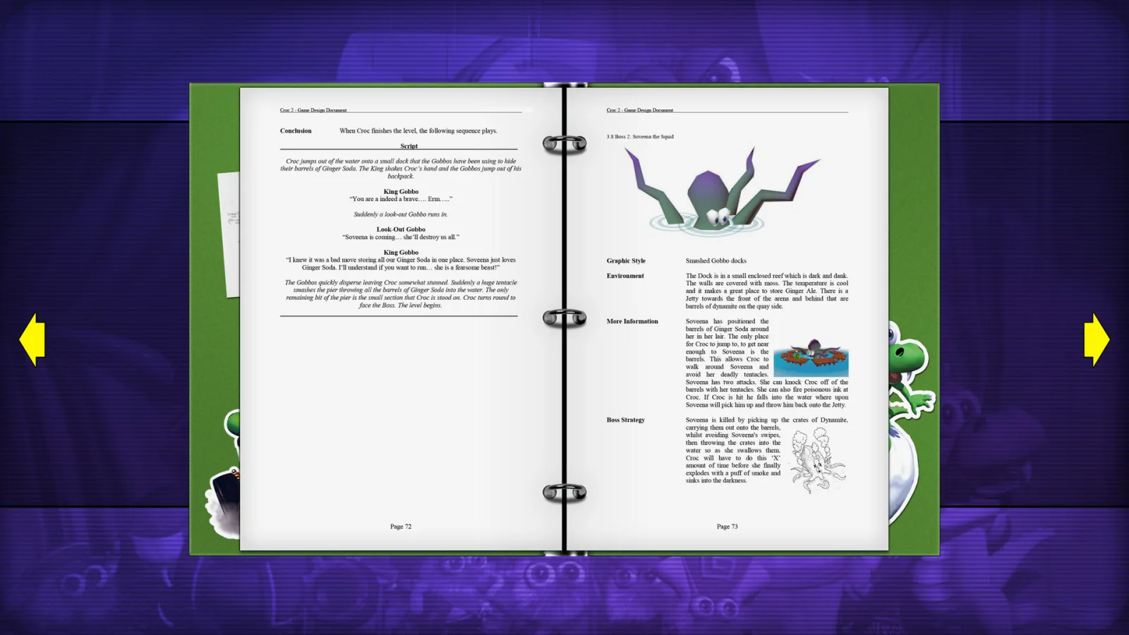 A page from the Croc 2 design document dedicated to an octopus Guardian