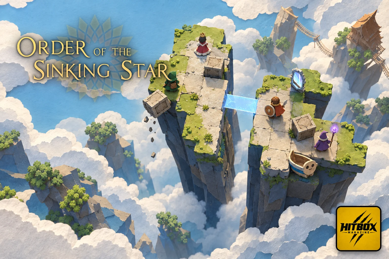 Une reine, un mage et un guerrier perchés dans Order of the Sinking Star