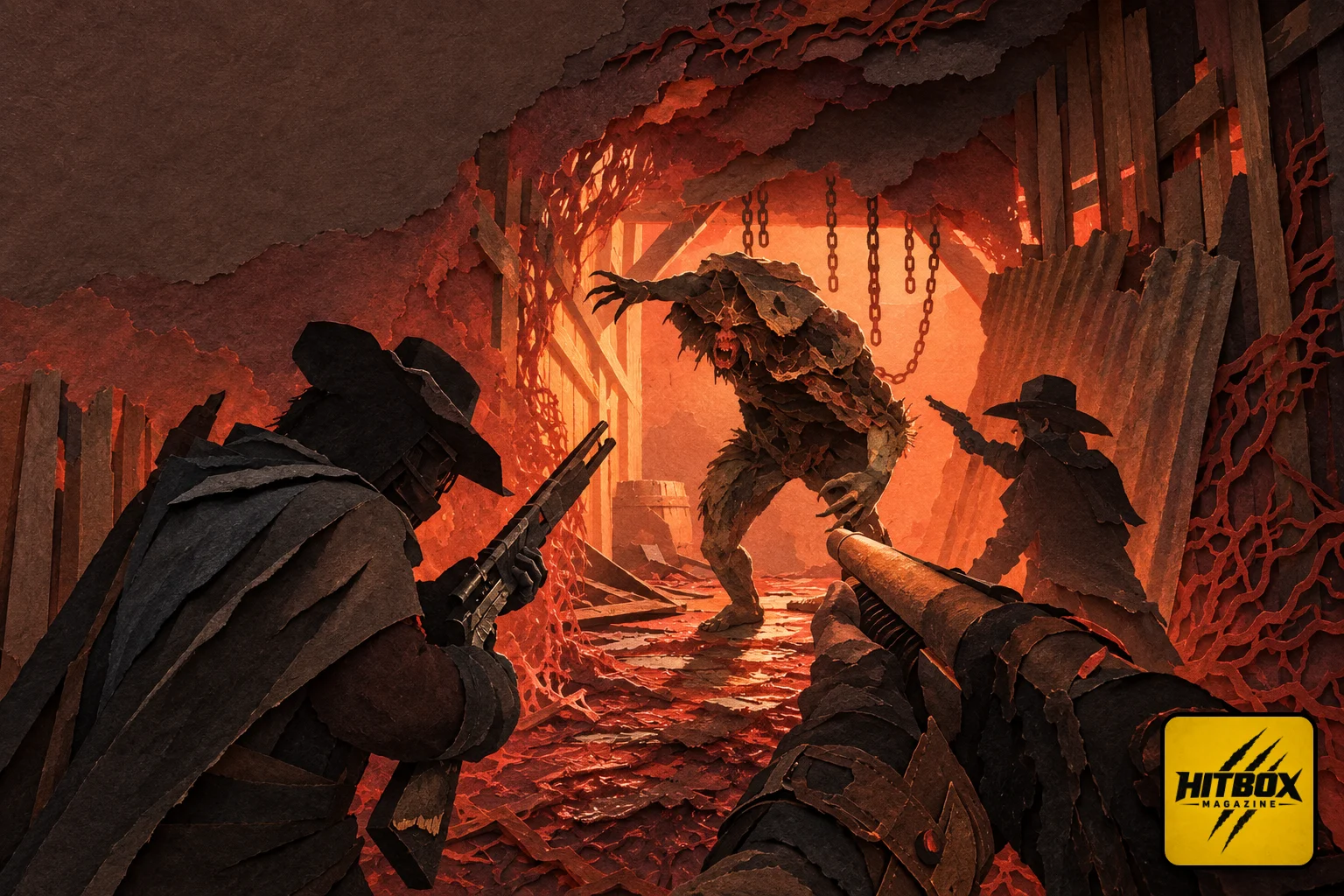 PS Plus d'octobre, deux chasseurs de Hunt: Showdown 1896 dans une grange en feu