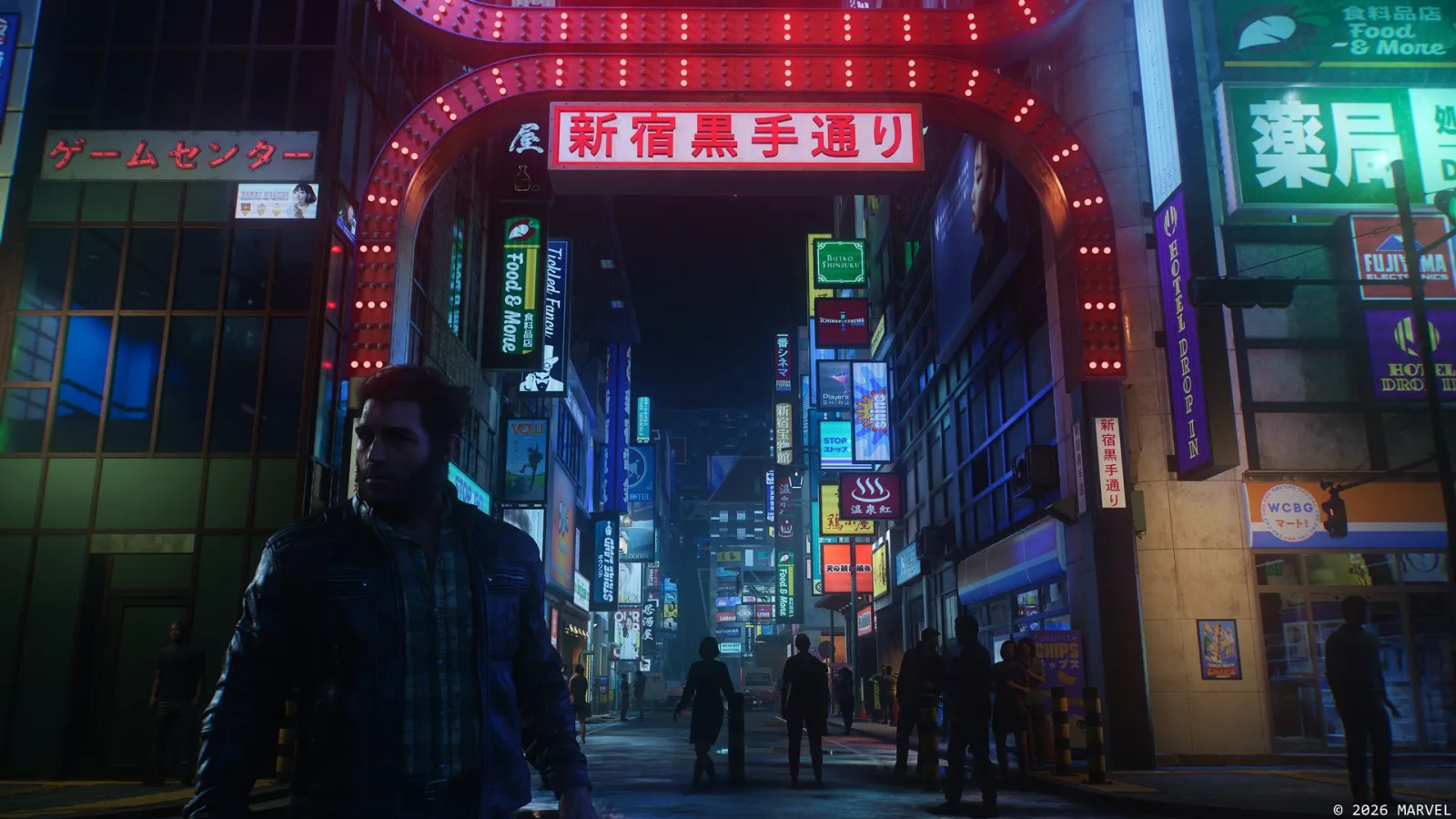 QSSR on PS5: Logan walking through Shinjuku in Marvel's Wolverine