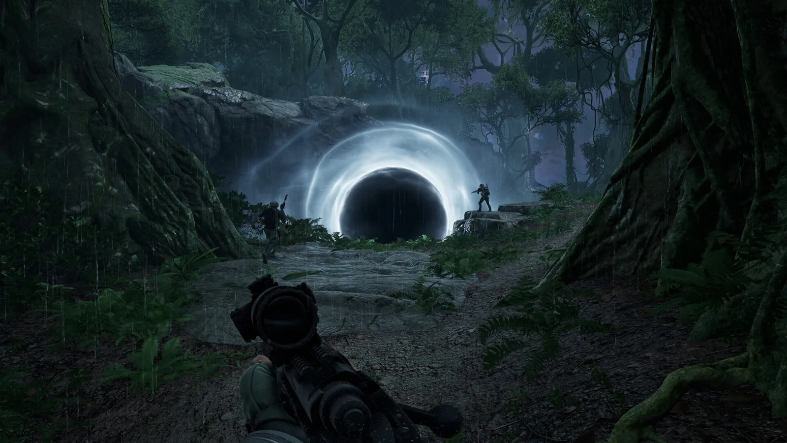 PUBG: Black Budget: a soldier standing before the glowing Anomaly portal