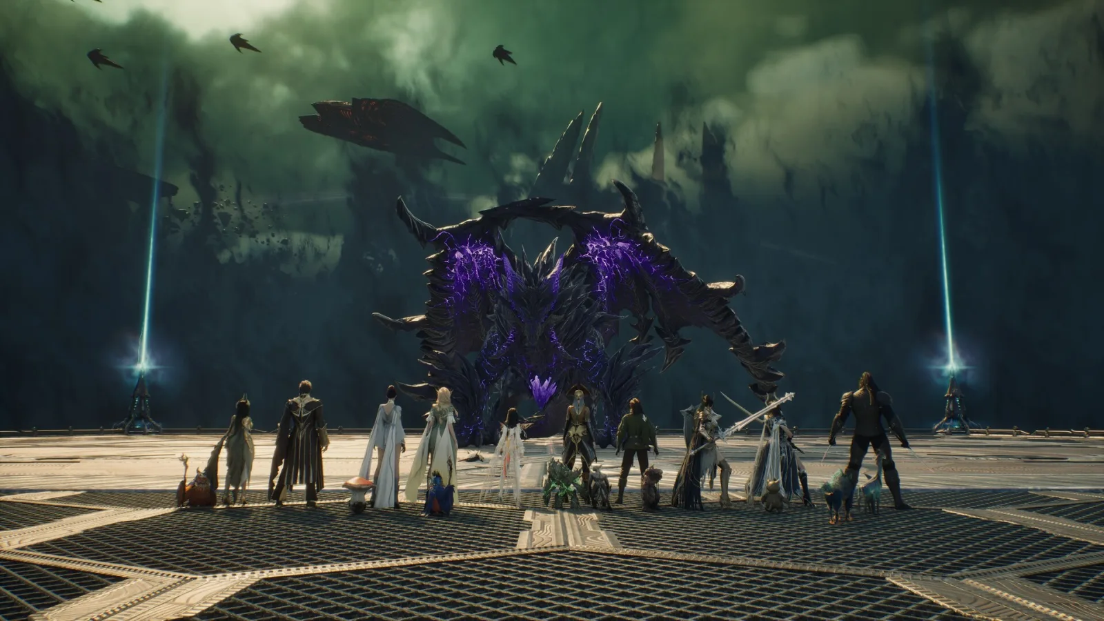 Aion 2: a group of players facing a huge creature